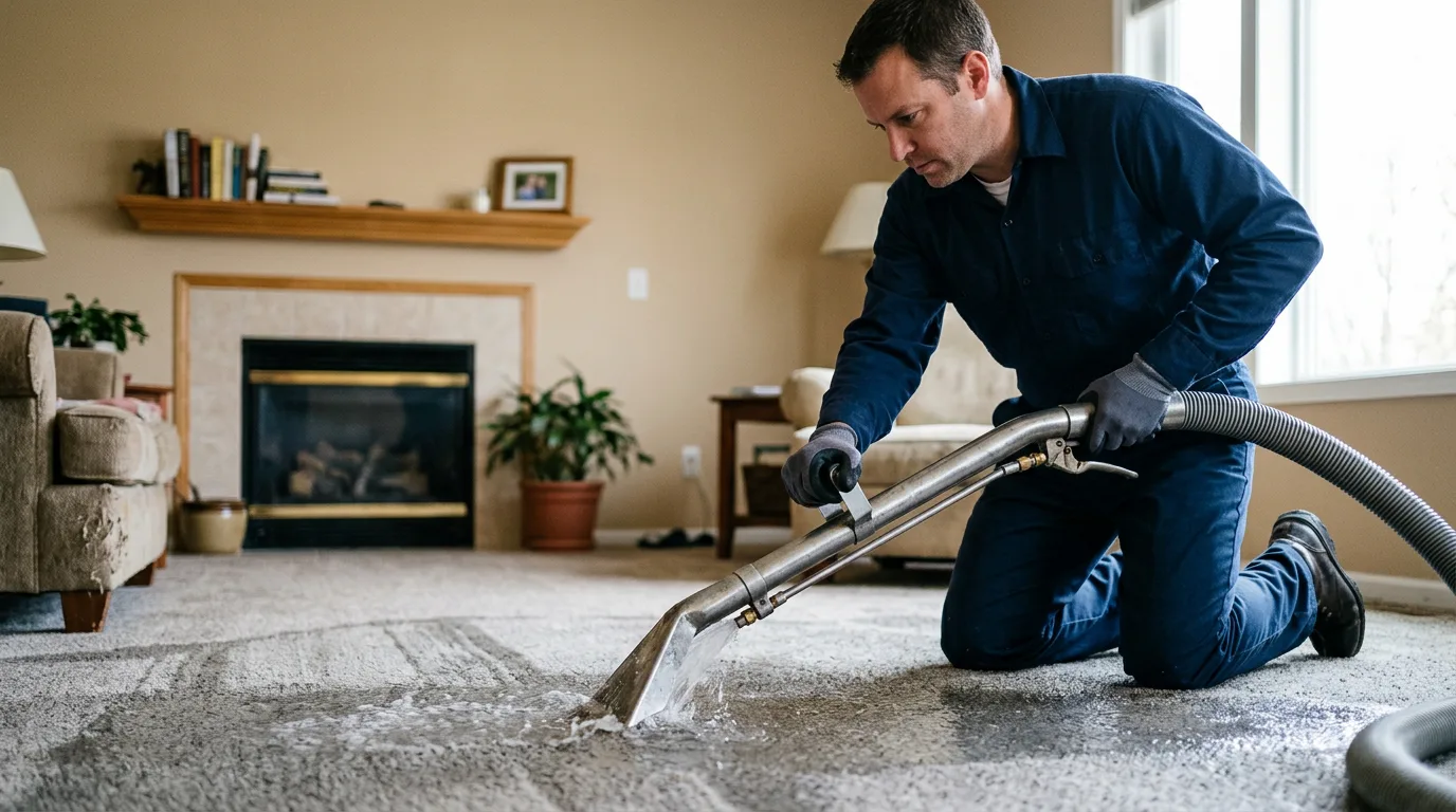 Water damage restoration technician working near Columbia, VA